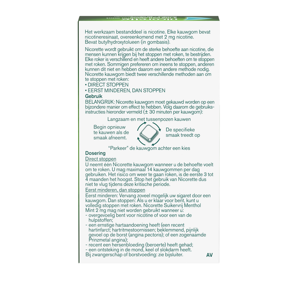 Nicorette Kauwgom 2mg menthol mint 30.00 Stuks