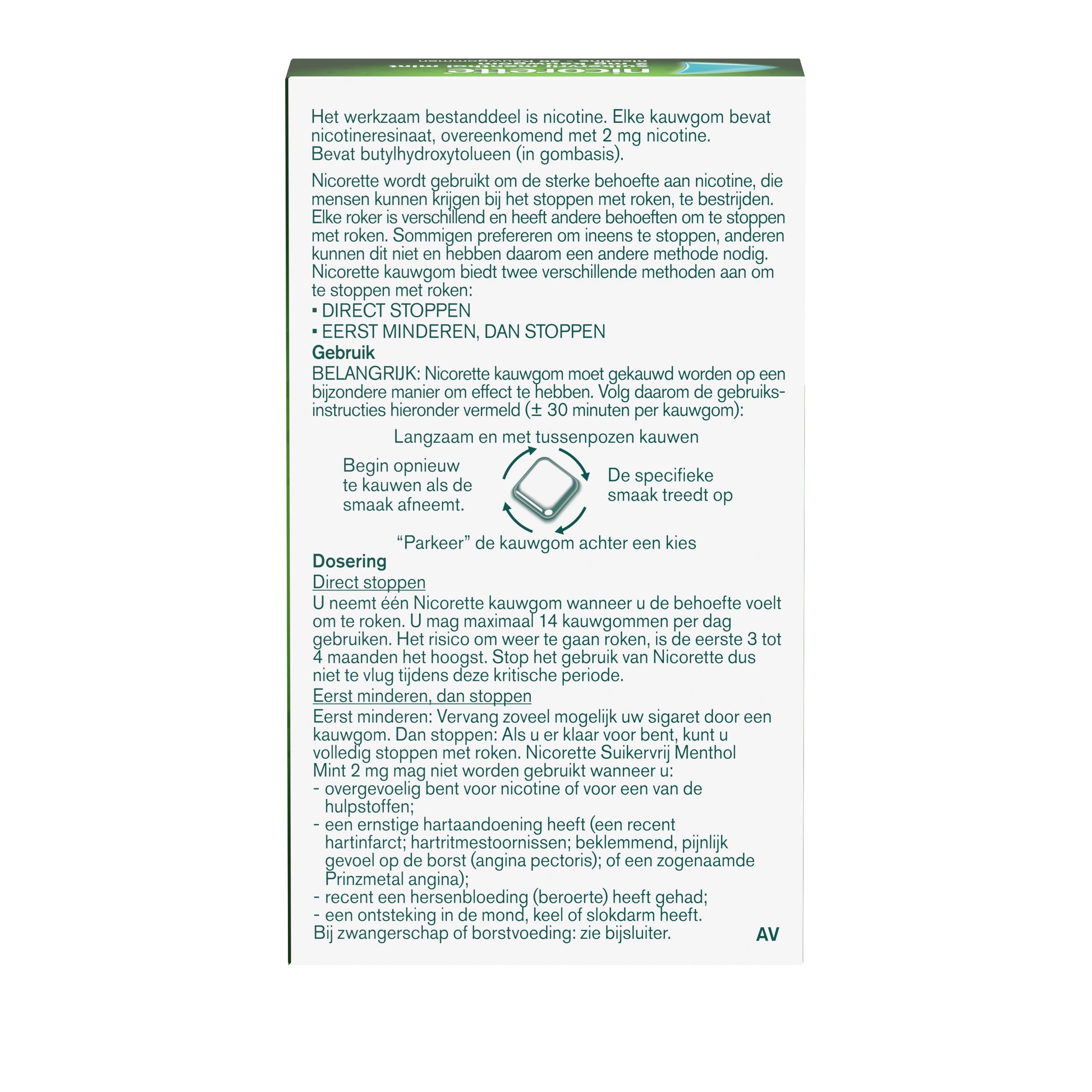 Nicorette Kauwgom 2mg menthol mint 30.00 Stuks