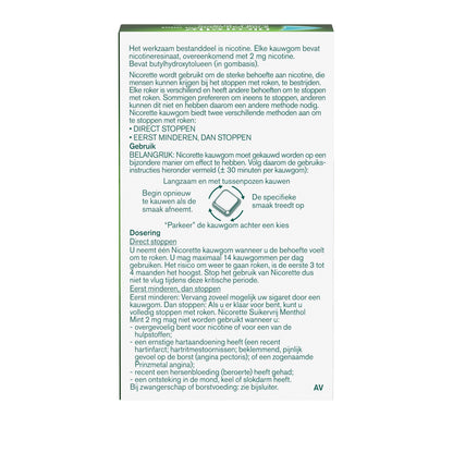 Nicorette Kauwgom 2mg menthol mint 30.00 Stuks