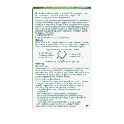 Nicorette Kauwgom 2mg menthol mint 30 Stuks