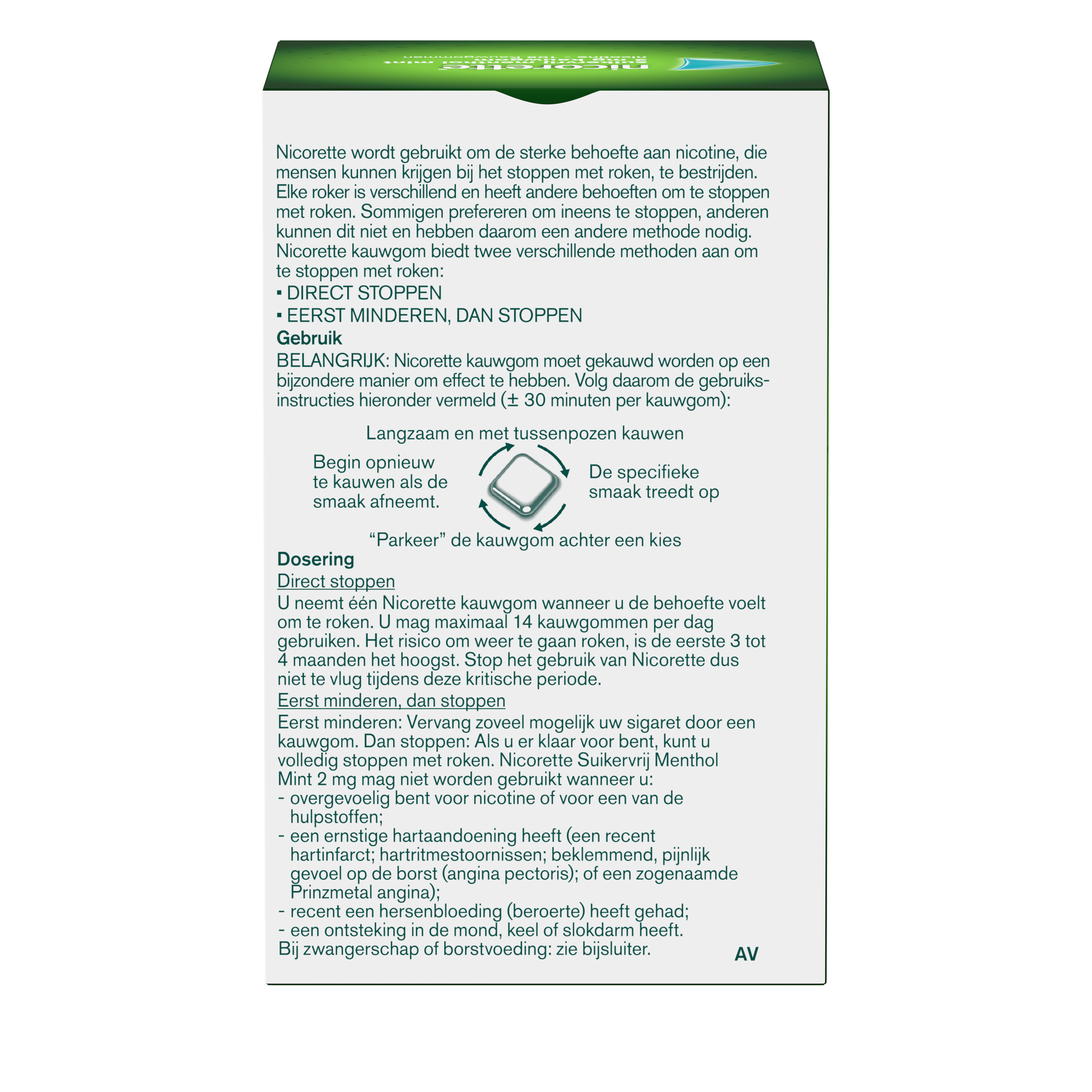 Nicorette Kauwgom 2mg menthol mint 105.00 Stuks