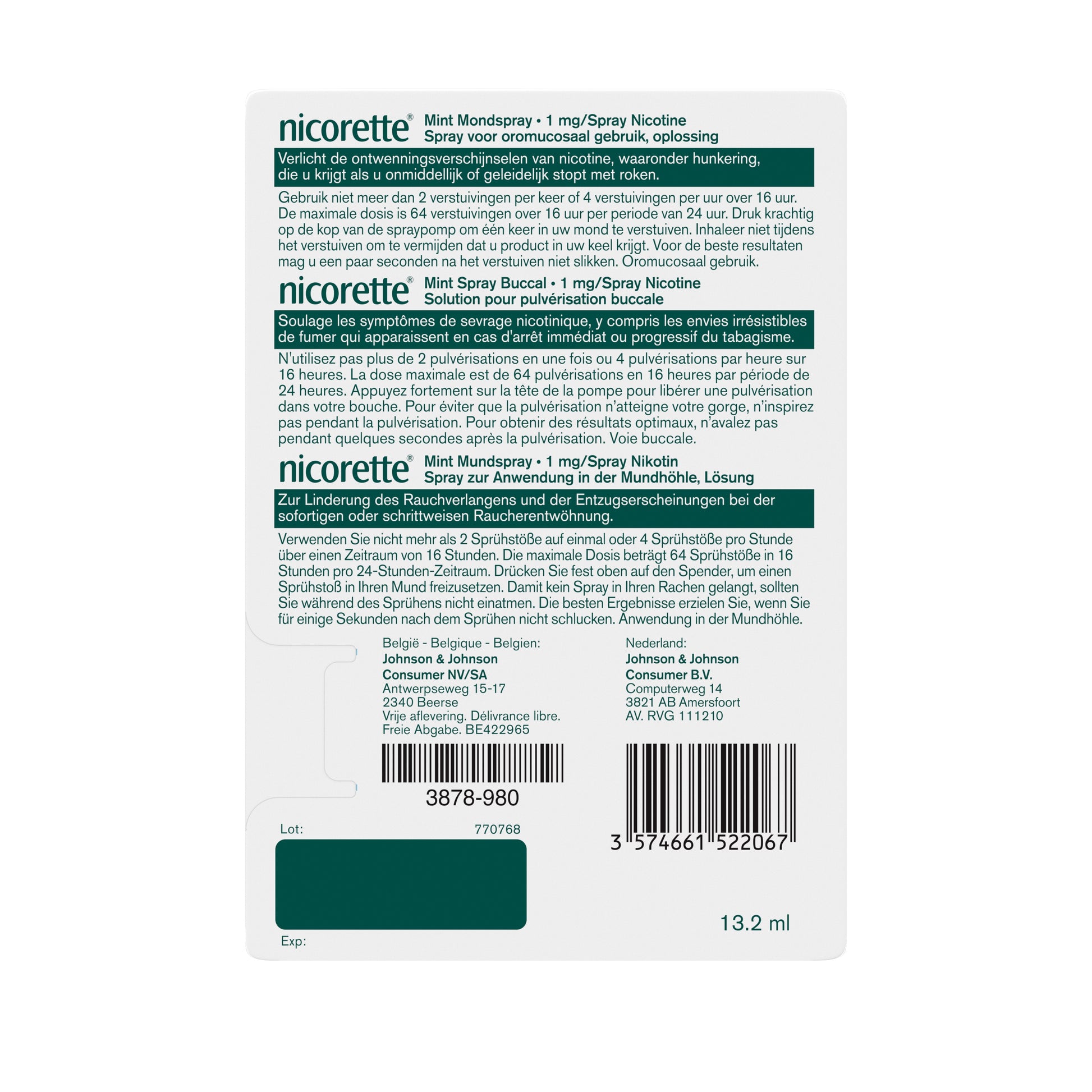 Nicorette Mondspray mint 1mg 13.20 Milliliter