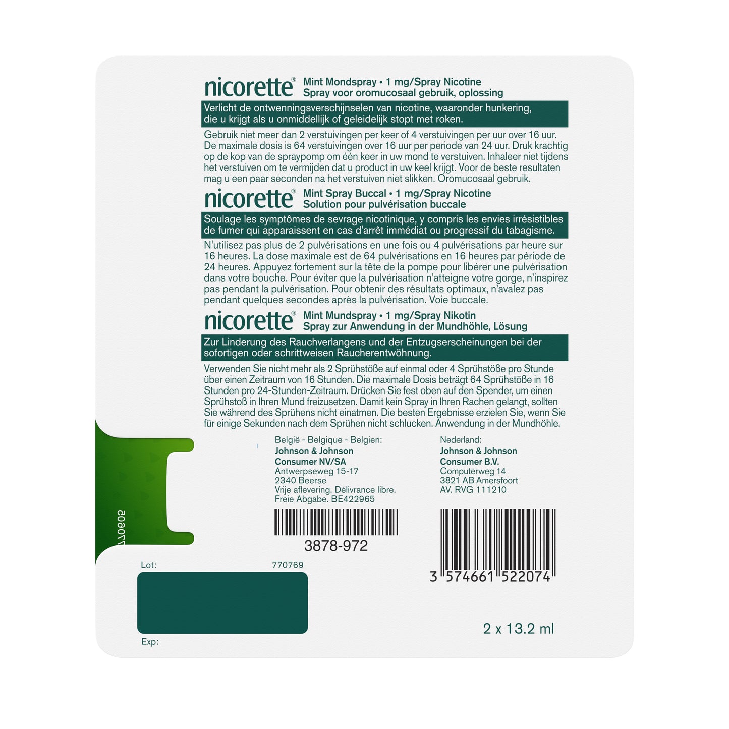 Nicorette Mondspray mint 1mg duo verpakking 1.00 Set