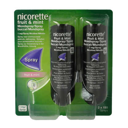 Nicorette Mondspray fruit & mint duo 2 Stuks