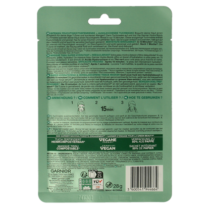 Garnier SkinActive tissuemasker hydra bomb groene thee  1 Stuks