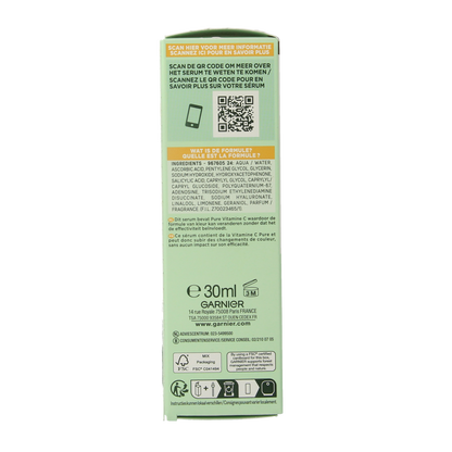 Garnier SkinActive nachtserum vitamine C hyaluronzuur 30.00 Milliliter