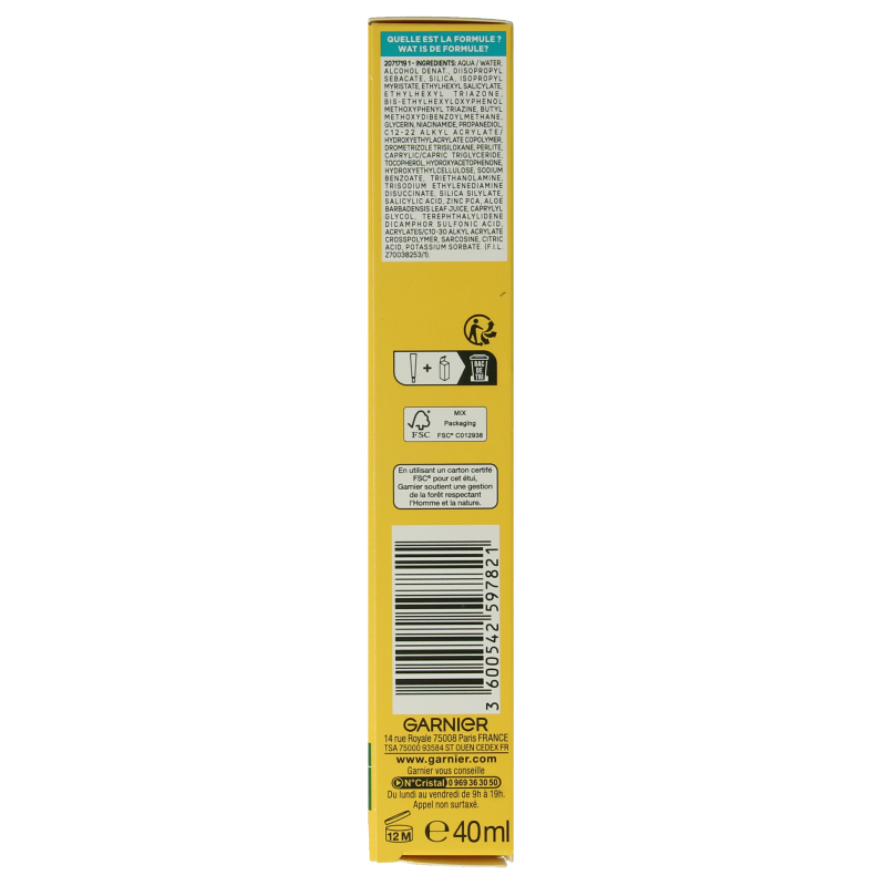Garnier PureActive BHA+ niacinamide UV fluid SPF50+ 40 Milliliter
