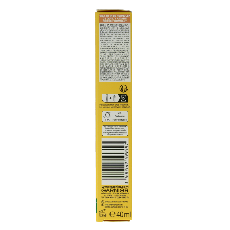 Garnier SkinActive vitamine C glowy UV fluid SPF50+ 40 Milliliter