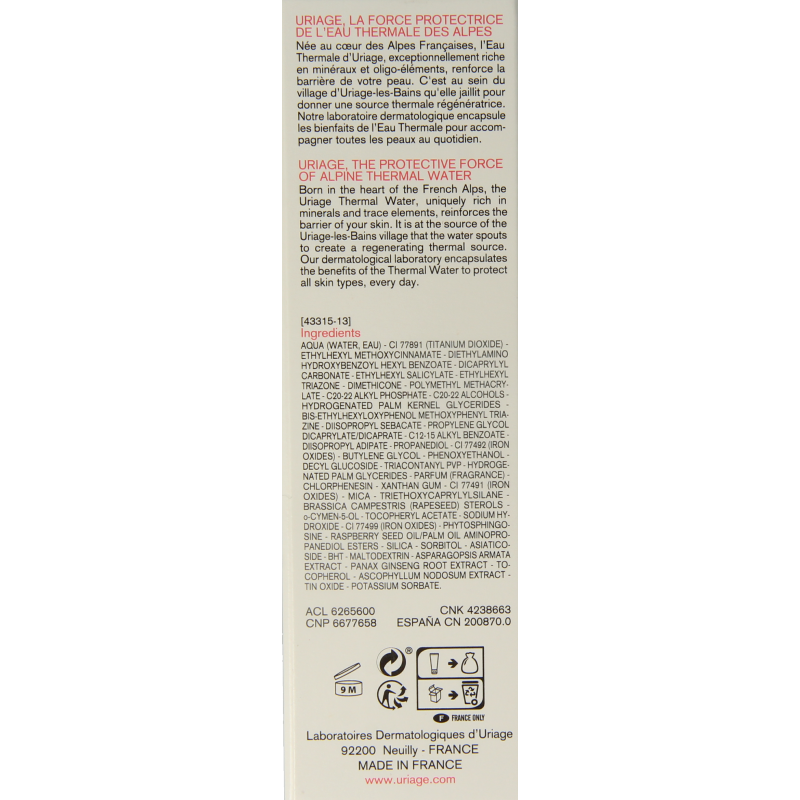 Uriage Roseliane hydr & besch creme teint SPF50 40 Milliliter