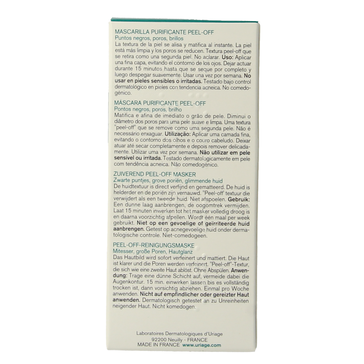 Uriage Hyseac peel off masker 50.00 Milliliter