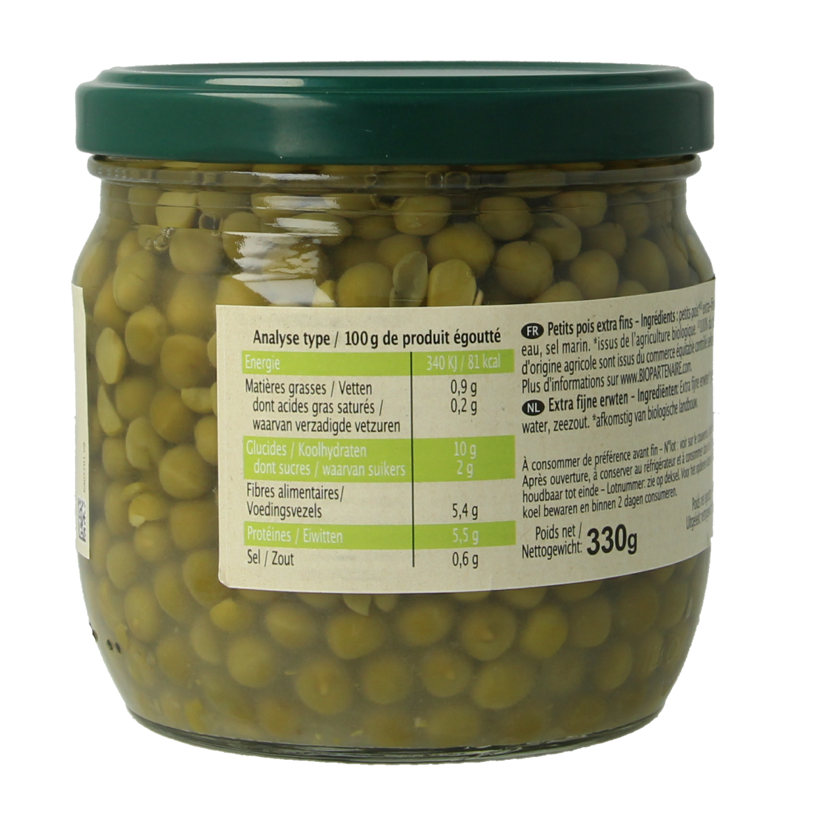 Primeal Doperwten extra fijn bio 330.00 Gram