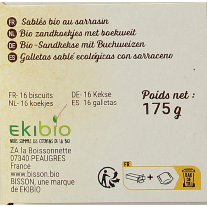Bisson Zandkoekjes boekweit authentiek bio 175 Gram