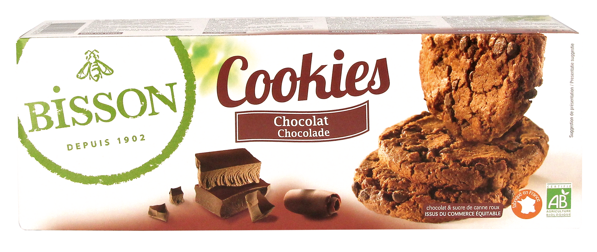 Bisson Chocolade cookies met stukjes pure chocola bio 200 Gram