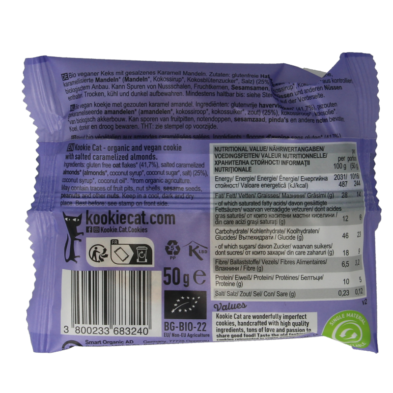 Kookie Cat Salted caramel & almonds bio 50 Gram