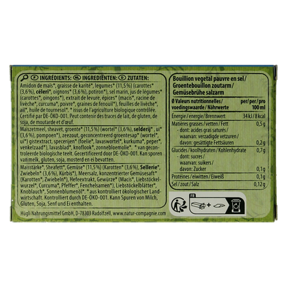 Natur Compagnie Groentebouillon zonder zout bio 68.00 Gram