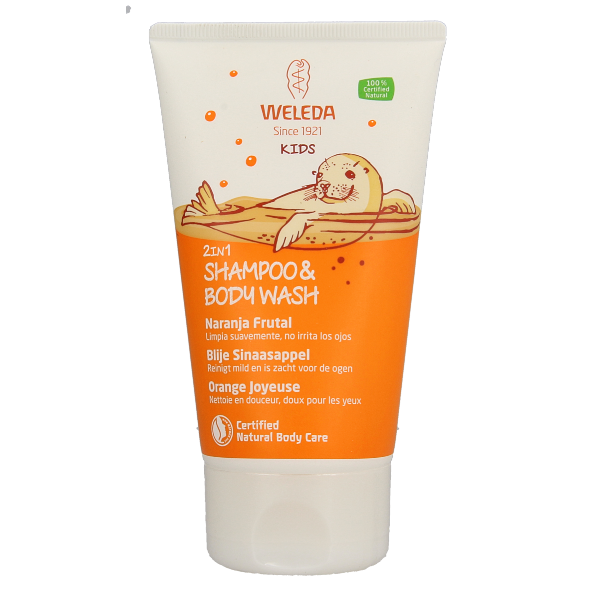 Weleda Kids 2-in-1 shampoo & bodywash blije sinaasappel 150.00 Milliliter