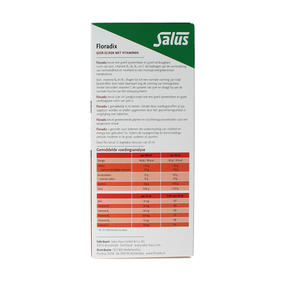 Salus Floradix ijzer elixer 250.00 Milliliter