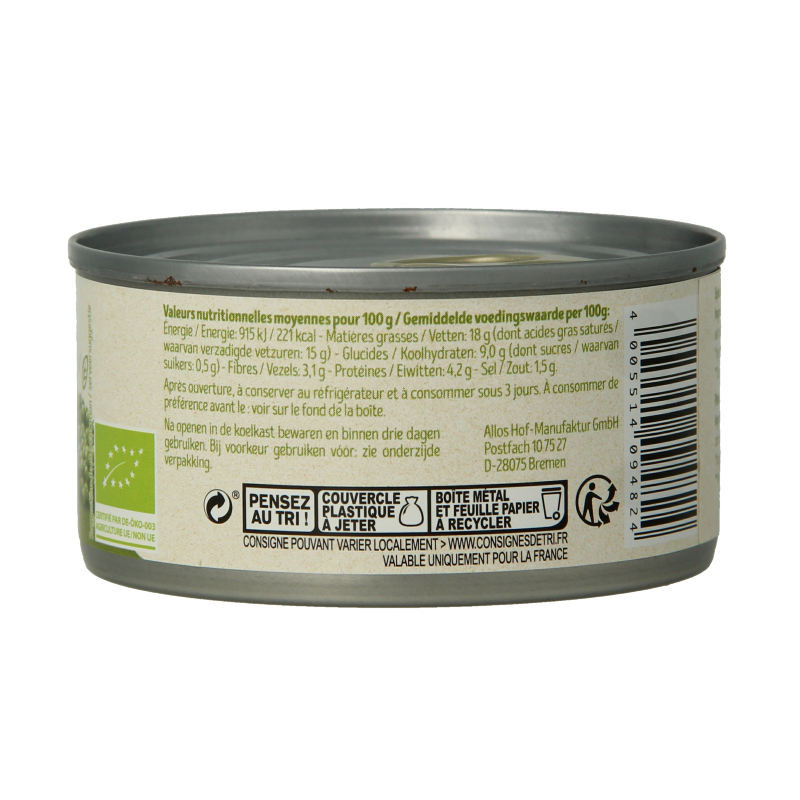 Tartex Pate groene peper bio 125 Gram