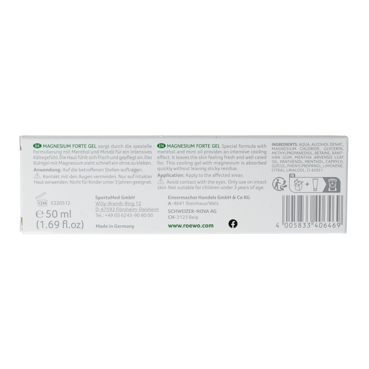 Rowo Magnesium forte gel 50.00 Milliliter