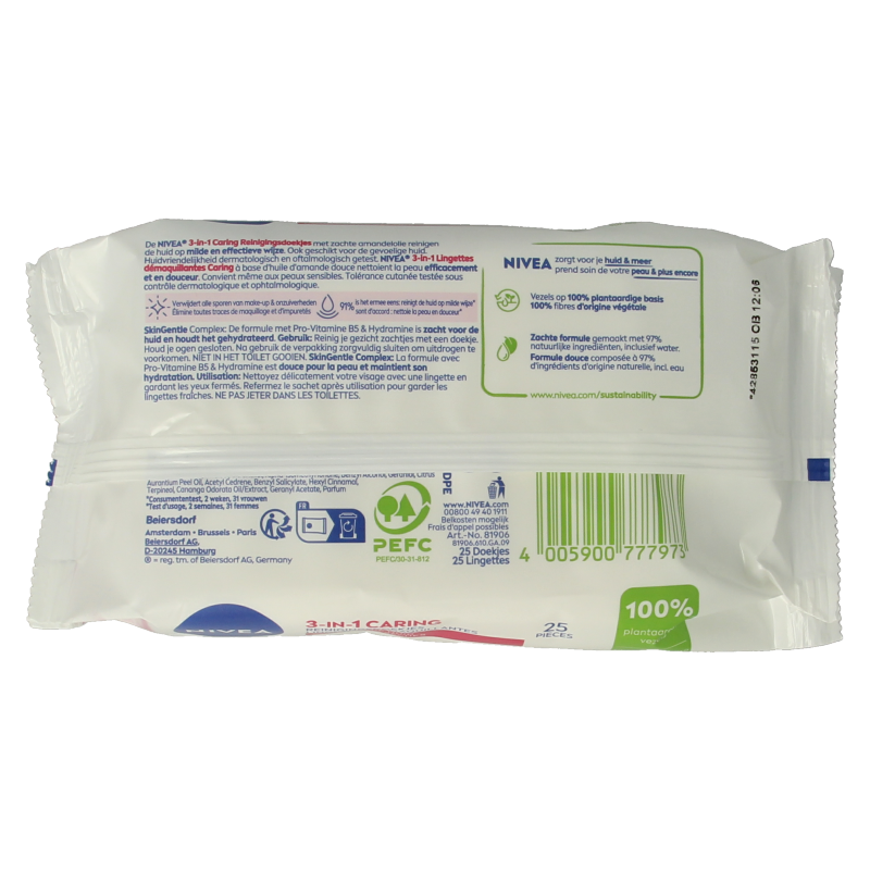Nivea Verzachtende doekjes droge/gevoelige huid 25 Stuks