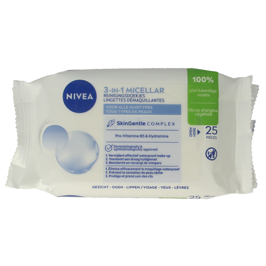 Nivea 3-in-1 verzorgende micellair reindoek 25 Stuks