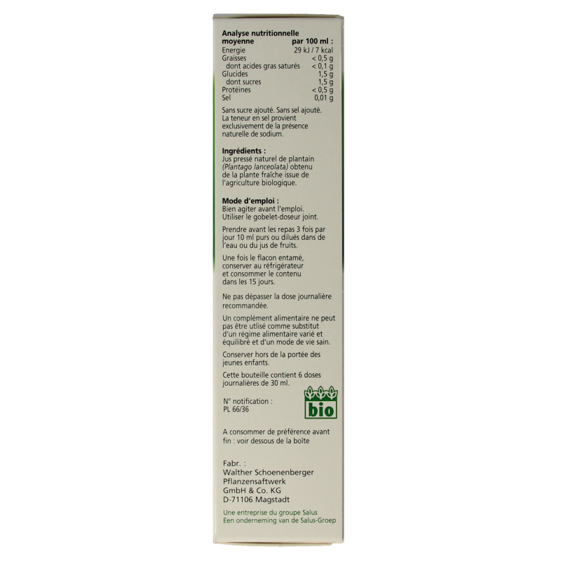 Salus Weegbreesap bio 200 Milliliter