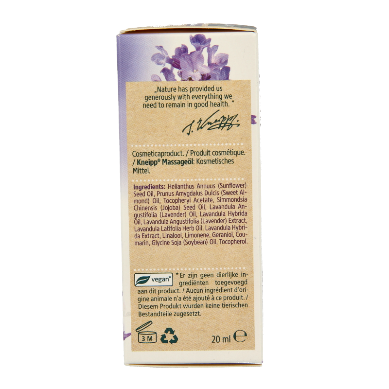 Kneipp Relaxing massageolie lavendel mini 20 Milliliter
