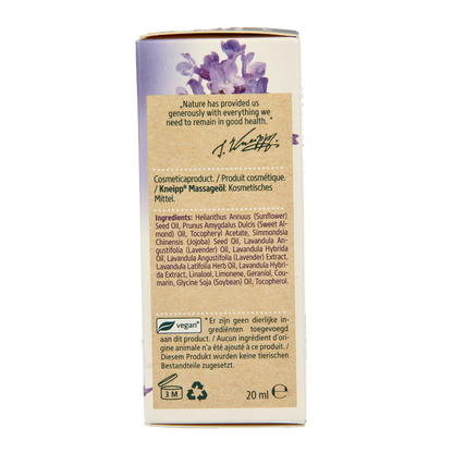 Kneipp Relaxing massageolie lavendel mini 20 Milliliter