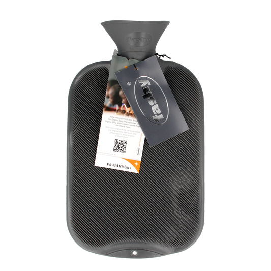 Fashy Kruik warmwater zak antraciet enkele ribbel 2.00 Liter