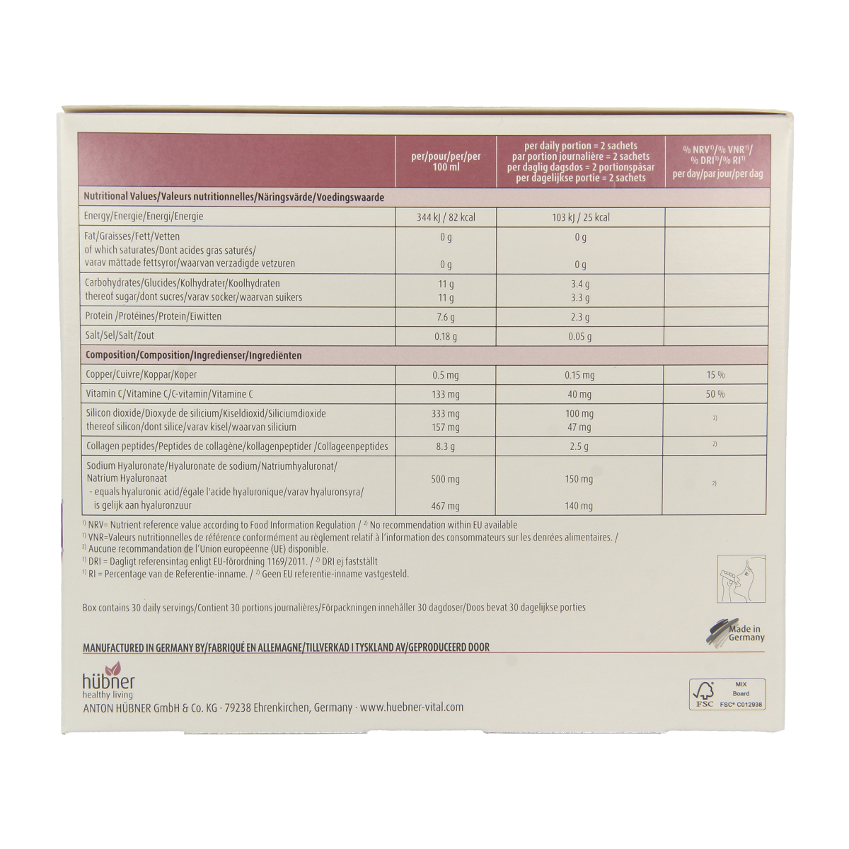 Hubner Original silicea kollagen plus collageen 60.00 Sachets
