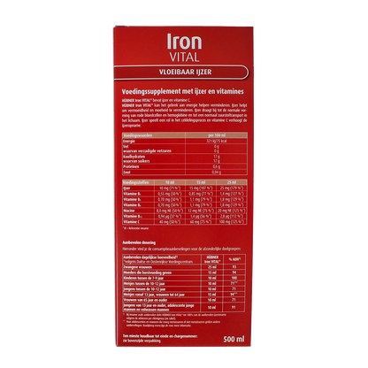 Hubner Iron vital vloeibaar ijzer XL 500.00 Milliliter