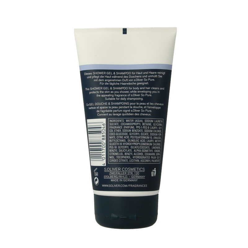 S Oliver So pure men showergel & shampoo 150 Milliliter