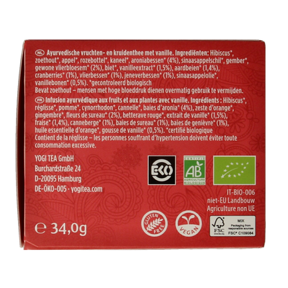 Yogi Tea Berry vanilla bio 17 Zakjes