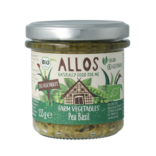 Allos Farm vegetables doperwten & basilicum bio 135 Gram