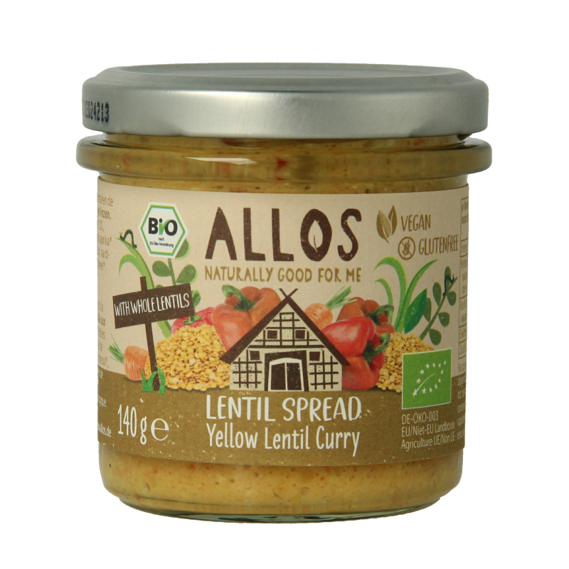 Allos Linzenspread gele curry bio 140 Gram