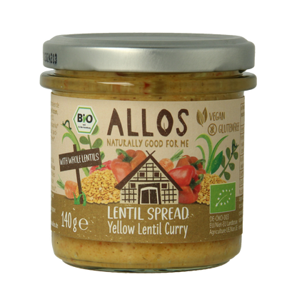 Allos Linzenspread gele curry bio 140 Gram