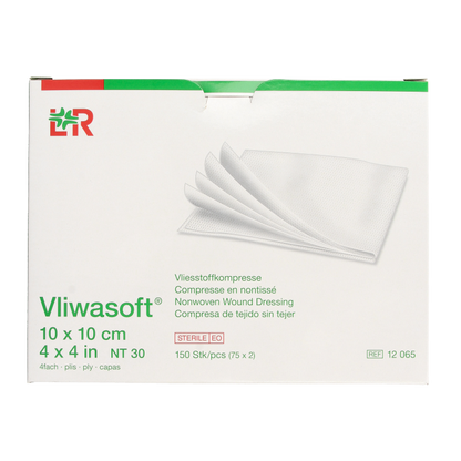 Vliwasoft Vlieskompres 10 x 10cm 4-laags 75 x 2 stuks 150 Stuks