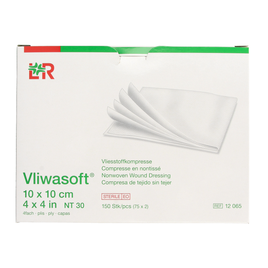 Vliwasoft Vlieskompres 10 x 10cm 4-laags 75 x 2 stuks 150 Stuks