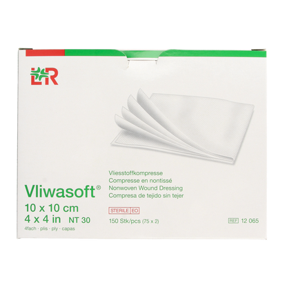 Vliwasoft Vlieskompres 10 x 10cm 4-laags 75 x 2 stuks 150.00 Stuks
