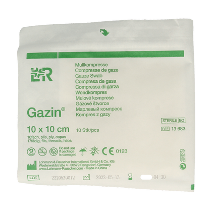 Gazin Gaaskompressen 10 x 10cm steriel 10 Stuks