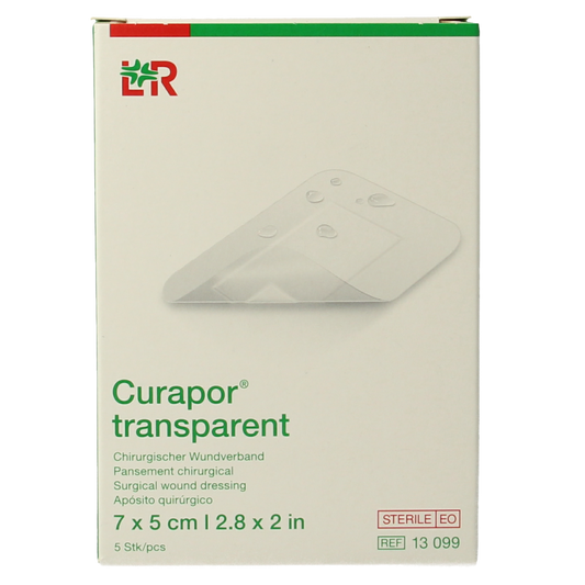 Curapor Transparant 7 x 5cm steriel 5.00 Stuks