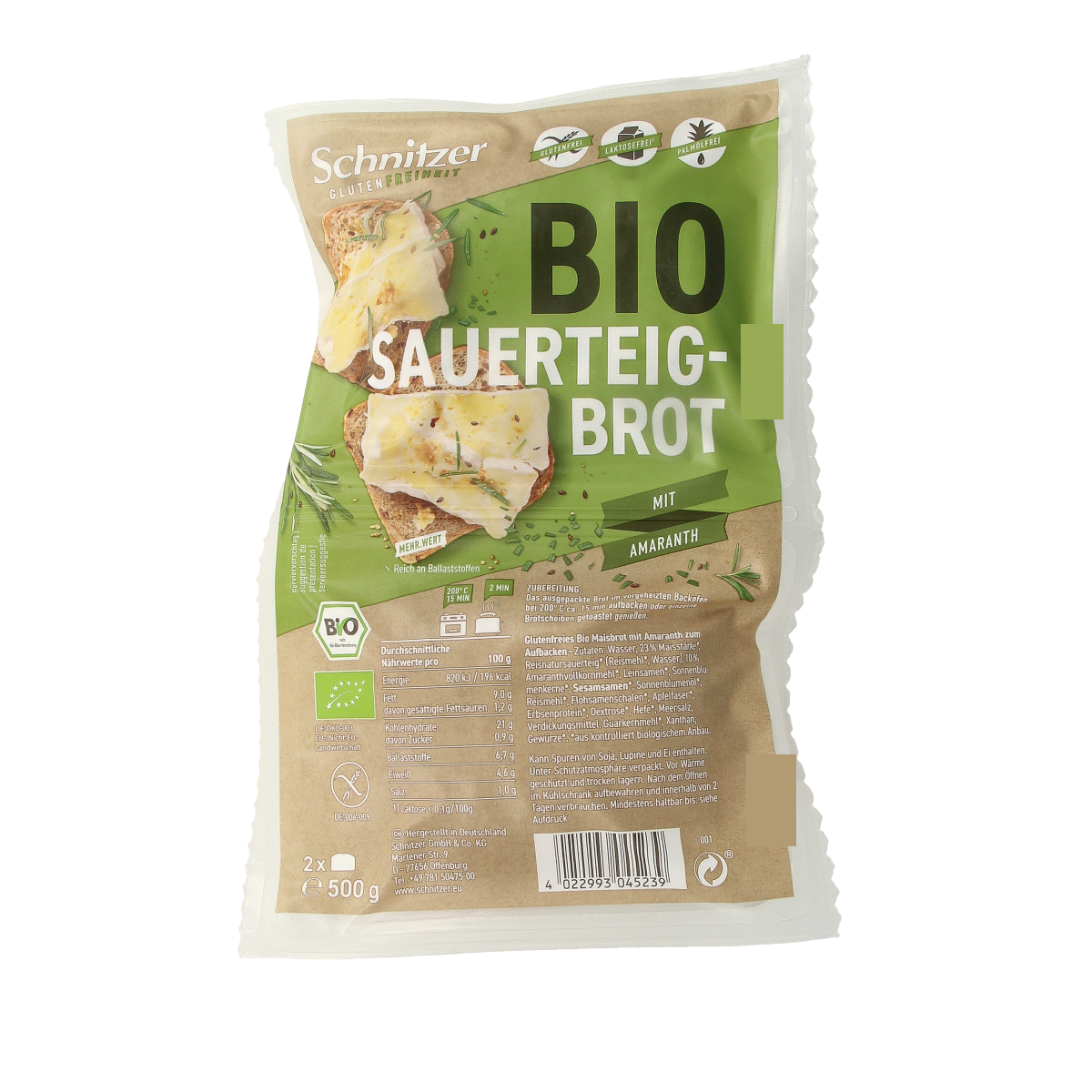 Schnitzer Rustico amaranth glutenvrij bio 500.00 Gram