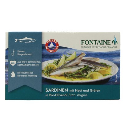 Fontaine Sardines met huid en graat 120 Gram