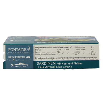 Fontaine Sardines met huid en graat 120 Gram