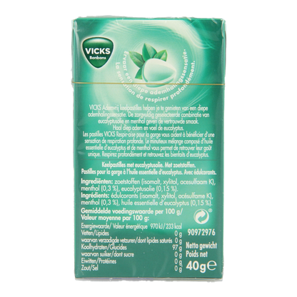 Vicks Ademvrij eucalyptus suikervrij 40 Gram