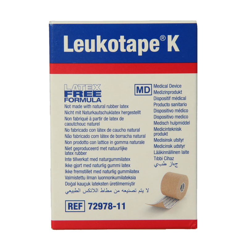 Leukotape K elastische tape 5m x 5cm huidkleur  1 Stuks