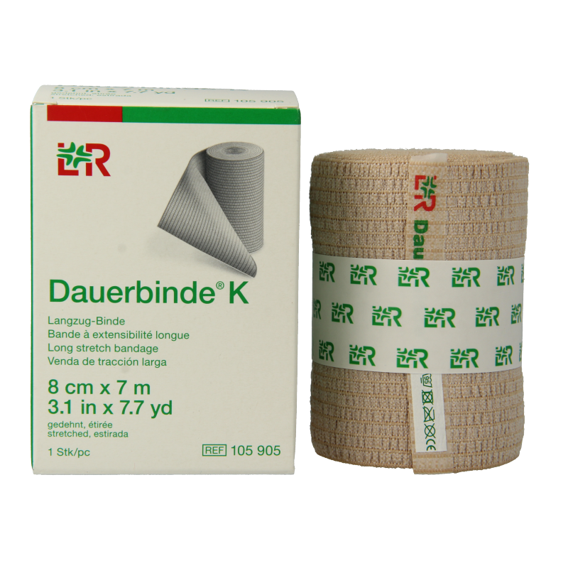 Dauerbinde K elastische zwachtel 7m x 8cm 1 Stuks
