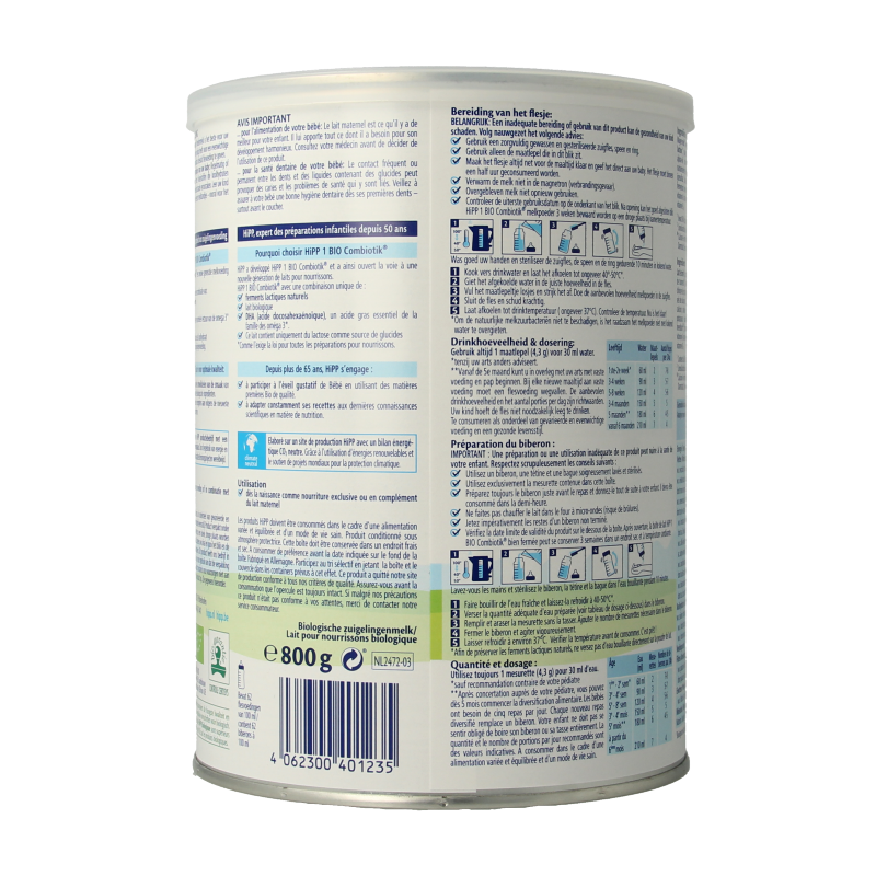 Hipp 1 Combiotik zuigelingen melk bio 800 Gram