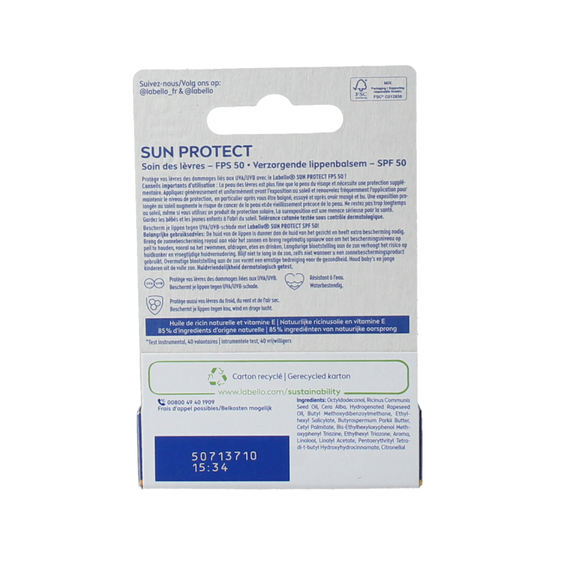 Labello Sun protect SPF50 1 Stuks