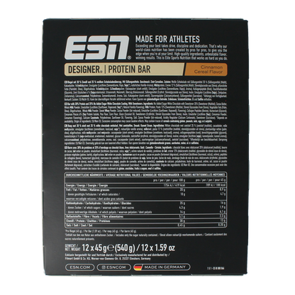 ESN Cinnamon cereal bar 45g 12.00 Stuks